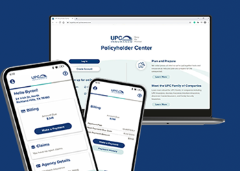 Policyholder Center on laptop and phone